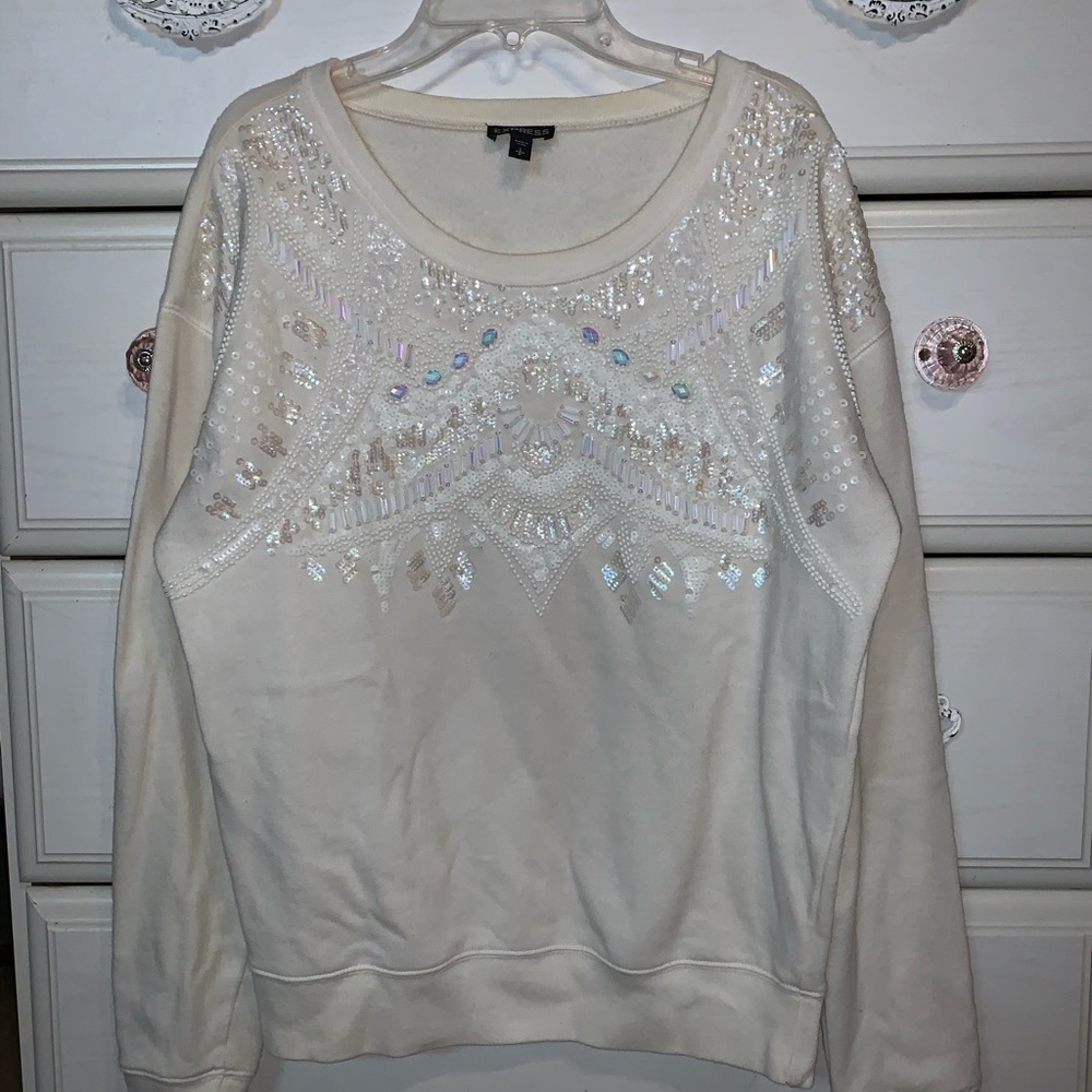 White sparkly sweatshirt